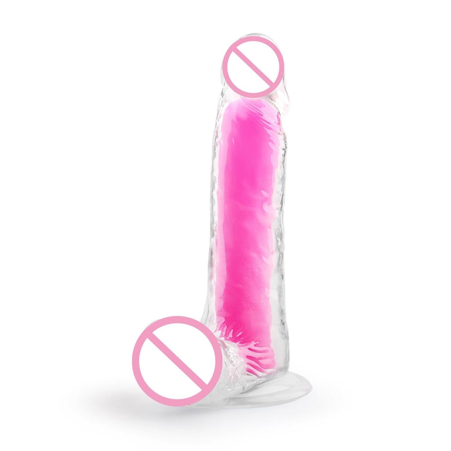 เลสเบี้ยน Dildo ดูดถ้วยสมจริง Penis สำหรับผู้หญิงช่องคลอด Clitoris Stimulator หญิง Masturbator Noctilucent เซ็กซ์ทอย
