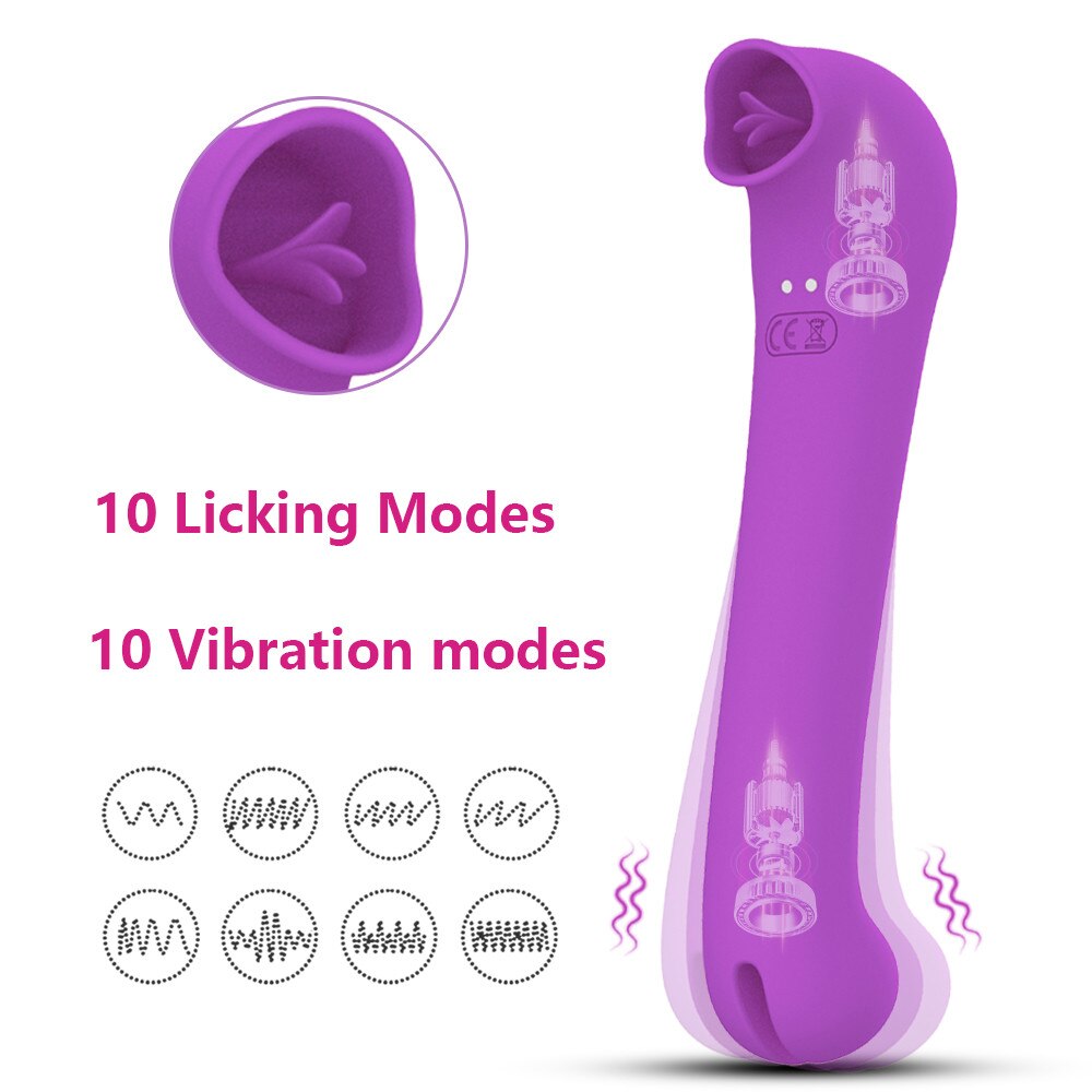 ลิ้นเลีย Dildo Vibrator หญิงเซ็กซ์ทอยช่องคลอด Orgasm Nippples Clitoris Stimulator ซิลิโคน Vibrators ผู้ใหญ่อุปกรณ์