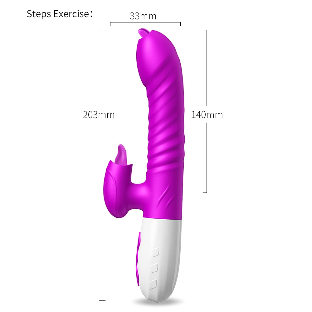Double Tongue Vibrating dildo with Telescopic Rotating vibrators for woman Anal vaginal Clitoris Stimulator Adult suck sex toys