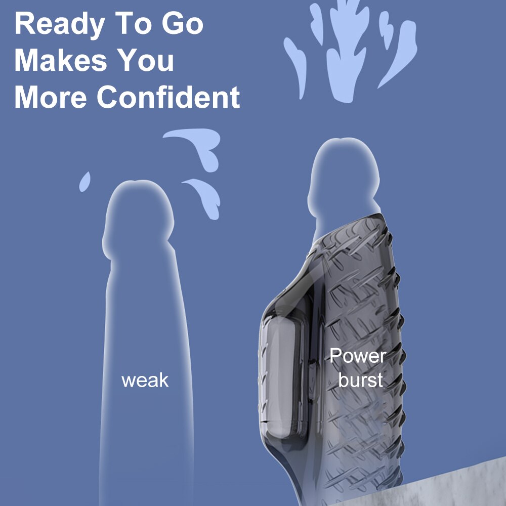 ชาย Ejaculation Delay Cock แขนแหวนอวัยวะเพศชาย Vibrating G จุดกระตุ้น Vibrator Dick ขยาย Extender เพศของเล่นสำหรับผู้ชาย