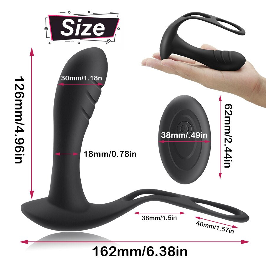 ชายนวดต่อมลูกหมาก Vibrator Anal Butt Plug แหวนคู่ไร้สาย Vbrators Delay Ejaculation เซ็กซ์ทอยสำหรับเกย์
