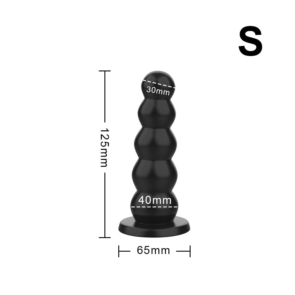 Female Male Masturbator Liquid Silicone 5 Beads Anal Plugs Big Dildos Butt Plug Sex Toys for Women Men Strong Suction Cup