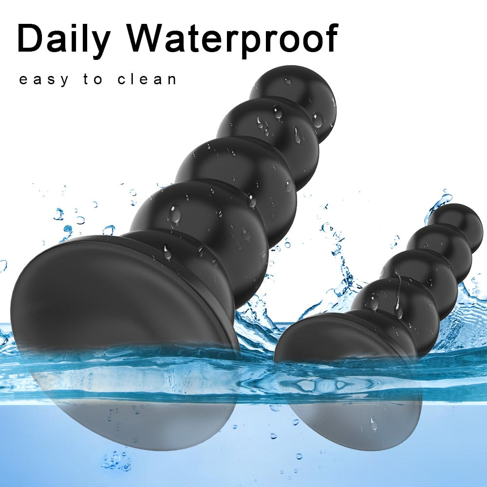 Female Male Masturbator Liquid Silicone 5 Beads Anal Plugs Big Dildos Butt Plug Sex Toys for Women Men Strong Suction Cup