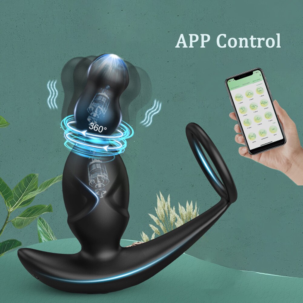 Gelugee App Anal Plug Vibrator เซ็กซ์ทอยสำหรับชาย Prostate Massager 360องศากระตุ้นชาย Buttplug ด้วยแหวน Cock
