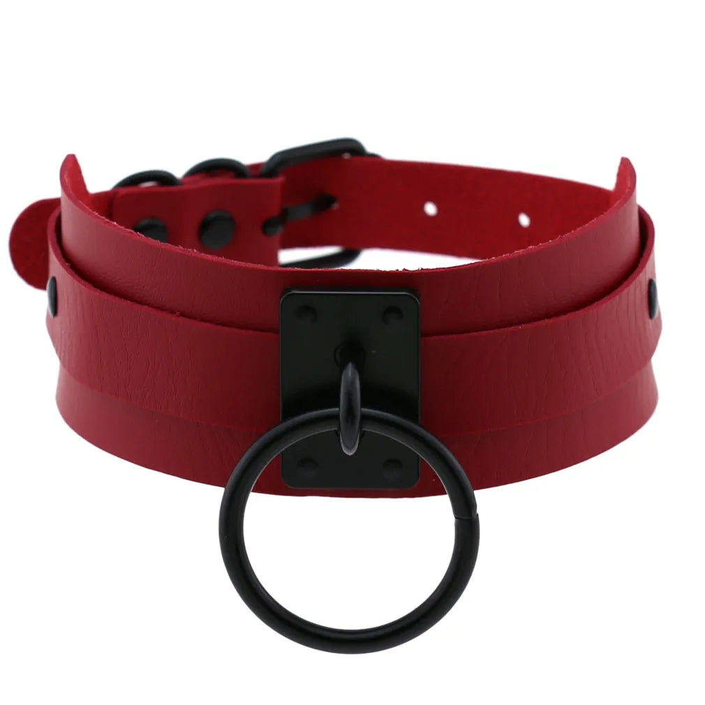 BDSM Punk Black Metal Tassel Red Choker Necklace Sexy Spiked Neck Strap Clavicle Collar Men Necklaces Halloween Women