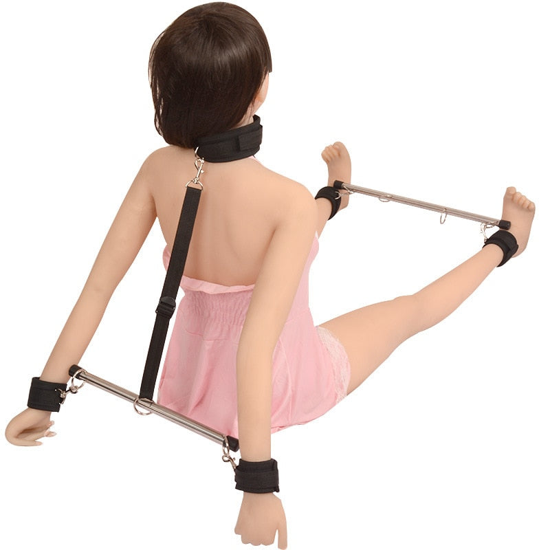 Sex Toys for Woman Bdsm Bondage Set Metal Butt Plug Nylon Restraint Belt Steel Pipe Erotic Handcuffs Adult Flirt Games