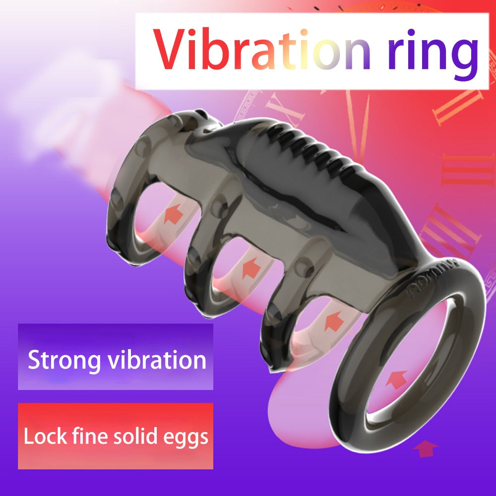 Dick Vibrating Penis Rings for Male Delay Ejaculation Men Sex Toys Silicon Penis Sleeve Ring Cock Ring Men Chastity Cage Device