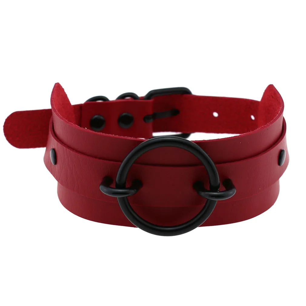 BDSM Punk Black Metal Tassel Red Choker Necklace Sexy Spiked Neck Strap Clavicle Collar Men Necklaces Halloween Women