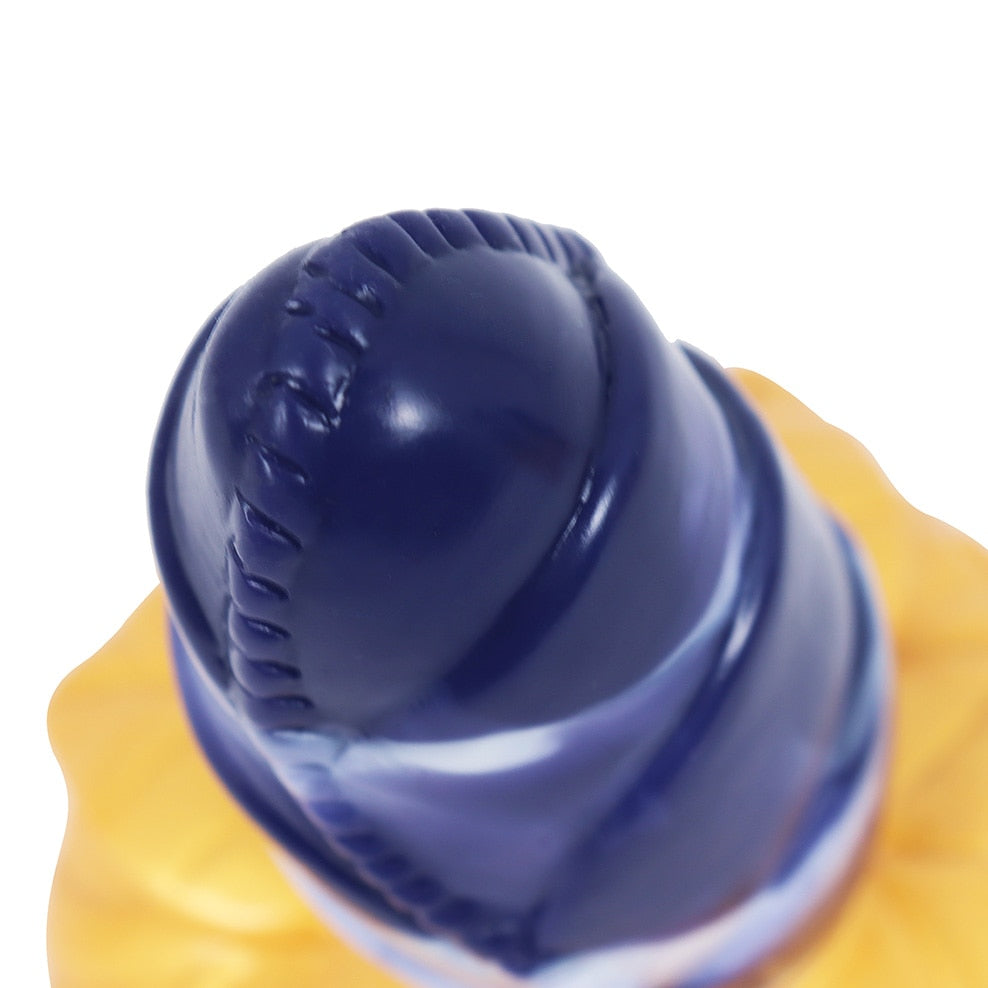 FAAK Large Base Butt Plug Blue and Gold Bud Shape Ribbed Anal Sex Toys with Suction Cup Adult Erotic Products Couple Flirting