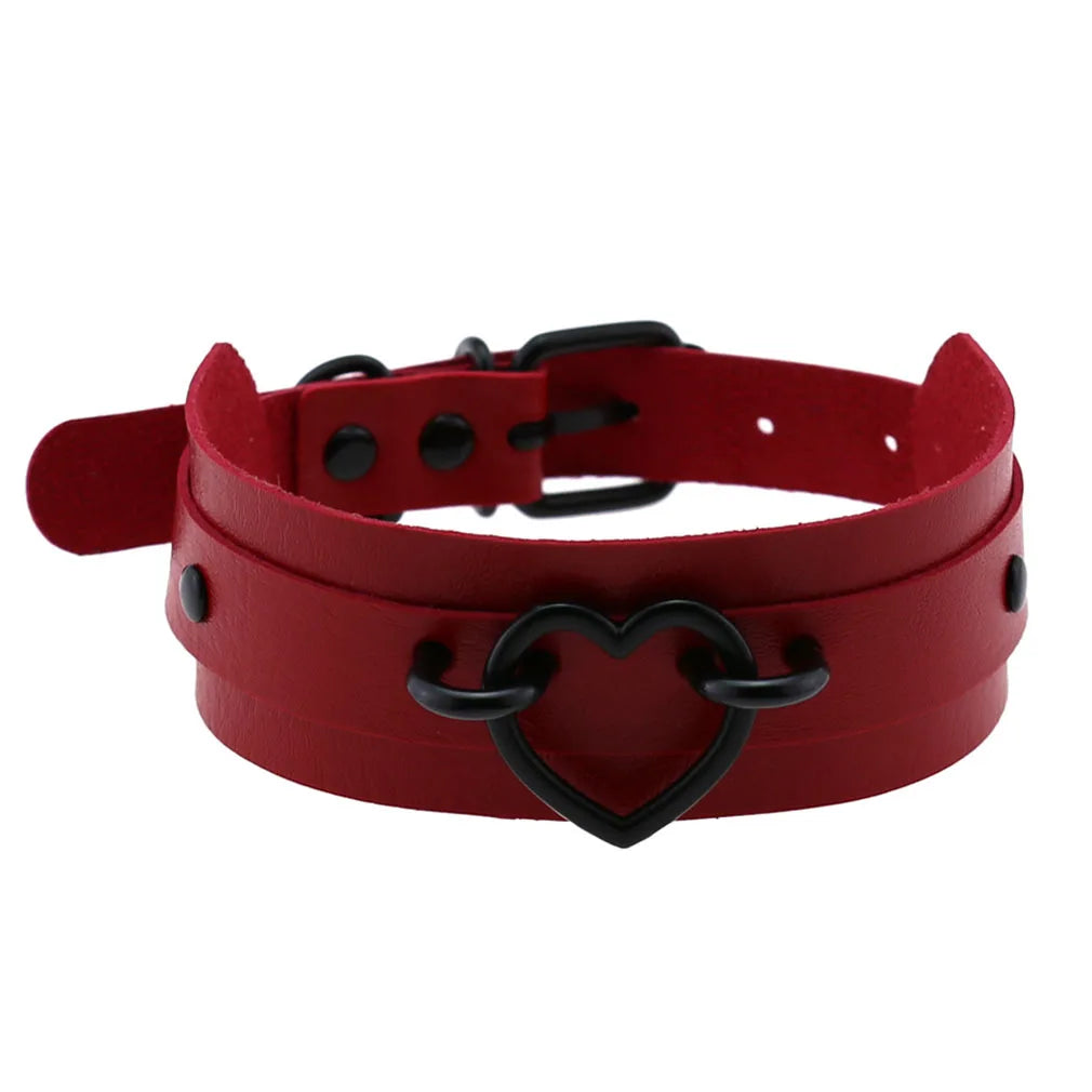 BDSM Punk Black Metal Tassel Red Choker Necklace Sexy Spiked Neck Strap Clavicle Collar Men Necklaces Halloween Women