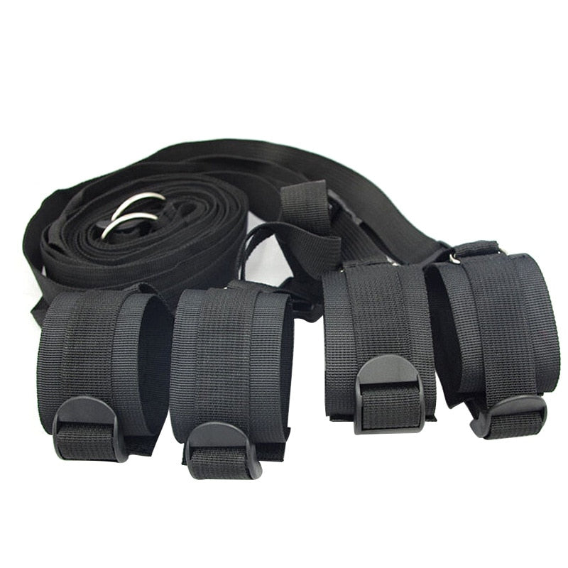 Bed Jam Sex Restraint Kit Adjustable Belt Nylon Handcuffs Ankle Cuffs Under Bed BDSM Bondage Erotic Toys Fixation Adult Game