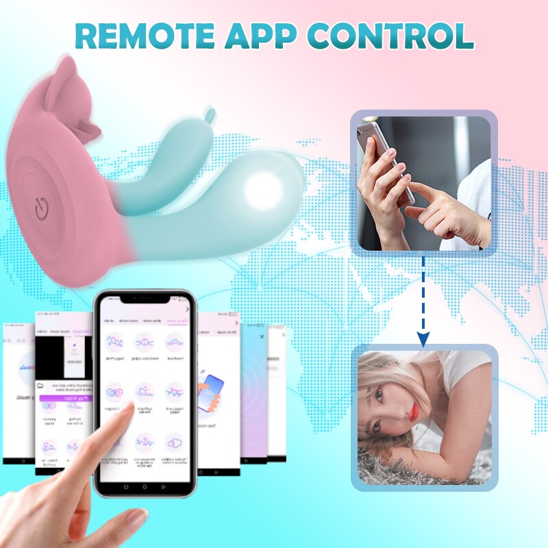 APP ควบคุมผู้หญิง Vibrators ลิ้นเลีย Clitoris Stimulator G Spot Massager Vibrating หญิง Masturbation