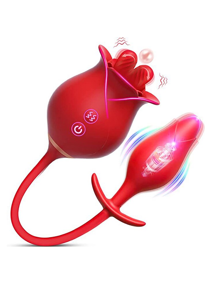 กุหลาบลิ้นเลีย Vibrator ผู้หญิงหัวนมอมควย G Spot Clitoris Masturbation หญิงเซ็กซ์ทอย