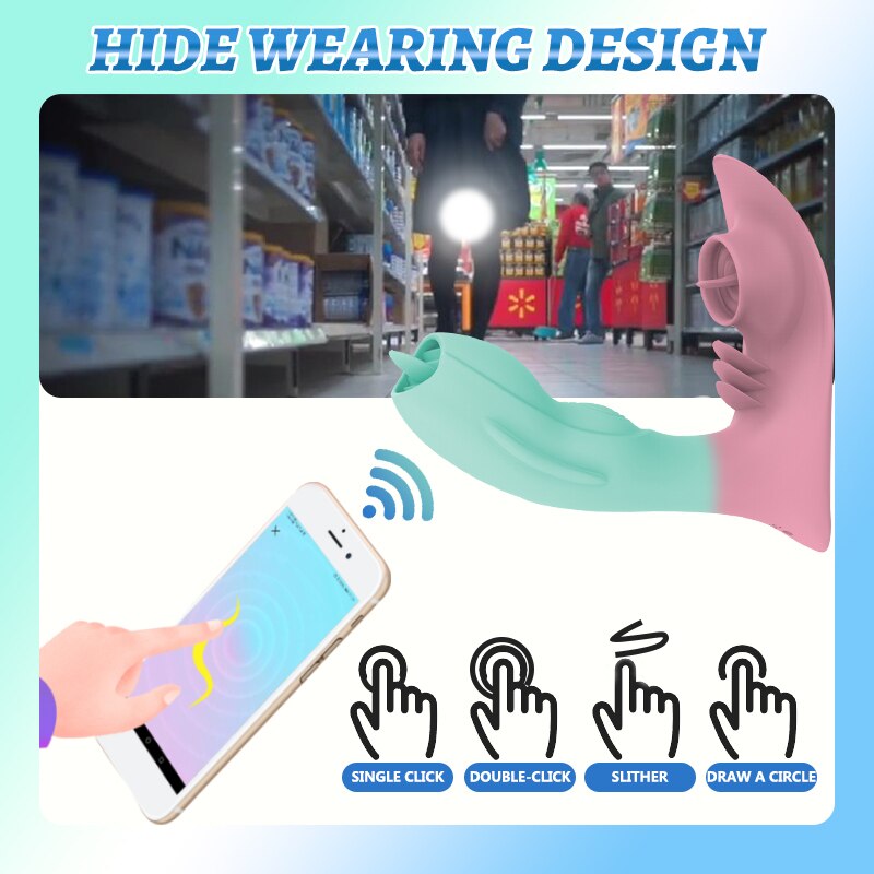 Wearable APP ลิ้นเลีย Vibrator สำหรับผู้หญิง G Spot ช่องคลอด Anal Nipple Clitoris Stimulator เซ็กซ์ทอยสำหรับผู้ใหญ่18