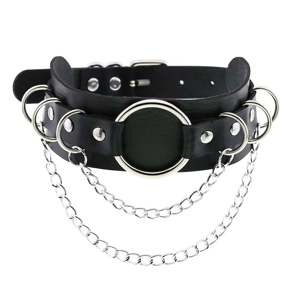 BDSM Different Style Fashion Punk Men Torques Necklace Gothic PU Leather Choker Collar Necklace Women Body Chain