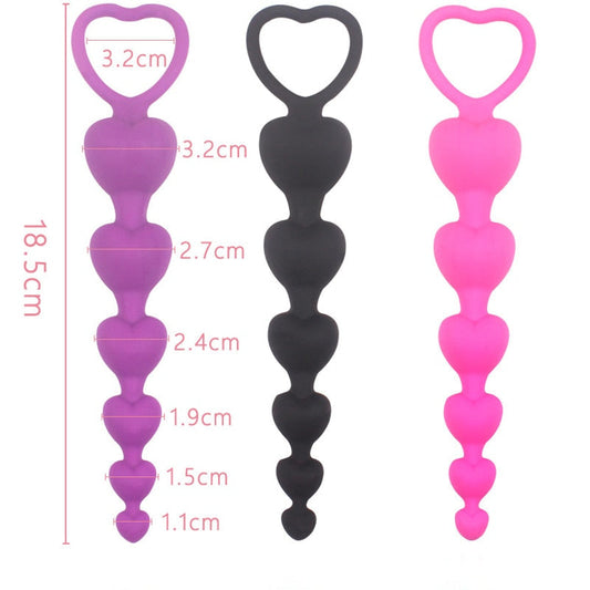 Heart Beads Soft Anal Plug Anus Toys Big  Balls Silicone G-Spot Stimulating Butt Plugs Adult Sex  Couple Sexy