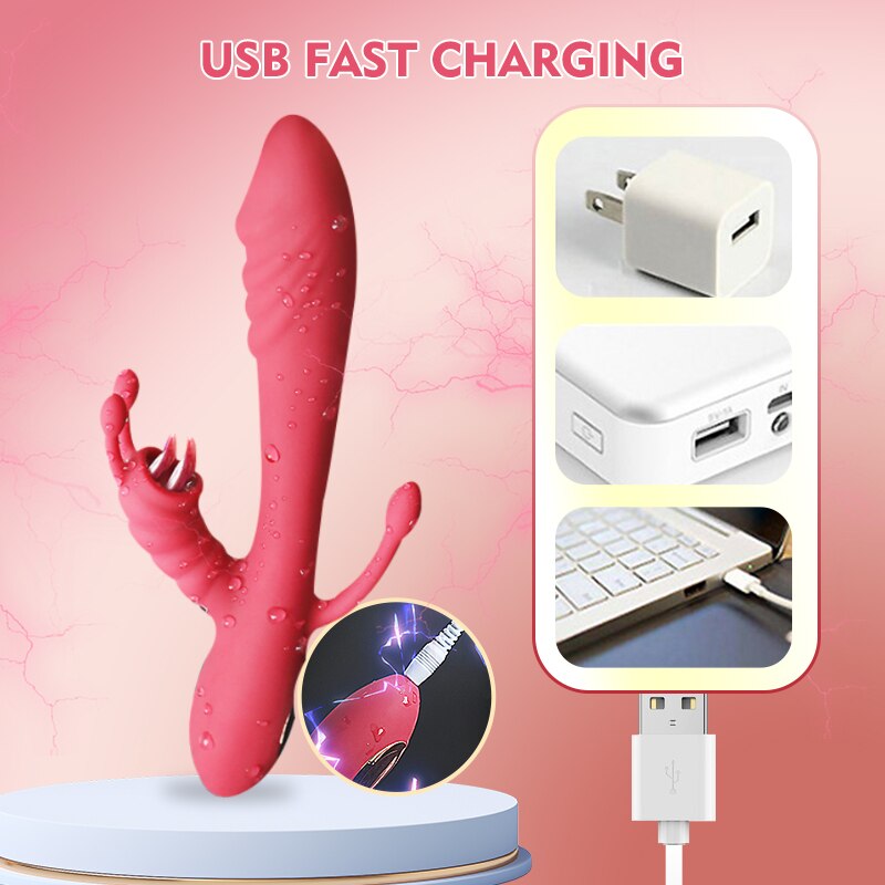 การสั่นสะเทือนนวด G-Spot Clitoral ช่องคลอดกระตุ้นลิ้นเลีย Vibrators สำหรับผู้หญิง