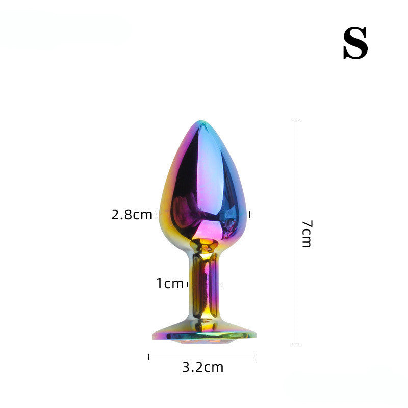 Rose Gold Rainbow Heart Shape Crystal Metal Anal Beads Butt Plug Jewelry Ass Small Medium Size Set Sex Toy for Female Male M-21
