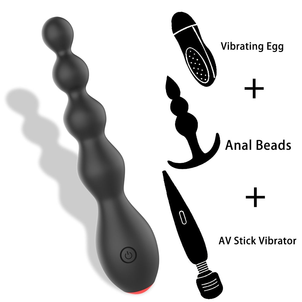IKOKY 10 Speed  Vibrating Butt Plug Sex Toy for Women  Clitoris Stimulator Prostate Massager Erotic Anal Beads Vibrator