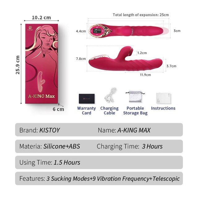 KISTOY A-King Series ฟังก์ชั่นเครื่องสั่นสะเทือนที่มีประสิทธิภาพ Clitoris G Spot Stimulator ที่สมจริงความร้อน Dildo เซ็กซ์ทอยสำหรับสตรี
