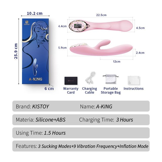 KISTOY A-King Series ฟังก์ชั่นเครื่องสั่นสะเทือนที่มีประสิทธิภาพ Clitoris G Spot Stimulator ที่สมจริงความร้อน Dildo เซ็กซ์ทอยสำหรับสตรี