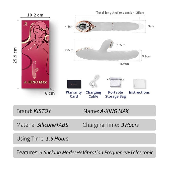 KISTOY A-King Series ฟังก์ชั่นเครื่องสั่นสะเทือนที่มีประสิทธิภาพ Clitoris G Spot Stimulator ที่สมจริงความร้อน Dildo เซ็กซ์ทอยสำหรับสตรี