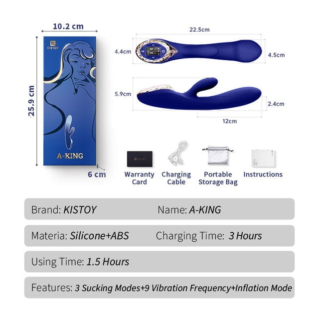 KISTOY A-King Series ฟังก์ชั่นเครื่องสั่นสะเทือนที่มีประสิทธิภาพ Clitoris G Spot Stimulator ที่สมจริงความร้อน Dildo เซ็กซ์ทอยสำหรับสตรี
