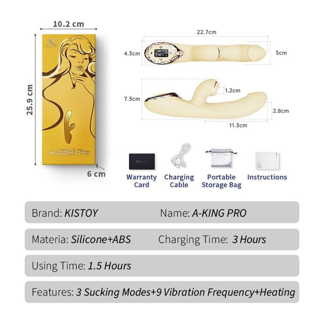 KISTOY A-King Series ฟังก์ชั่นเครื่องสั่นสะเทือนที่มีประสิทธิภาพ Clitoris G Spot Stimulator ที่สมจริงความร้อน Dildo เซ็กซ์ทอยสำหรับสตรี