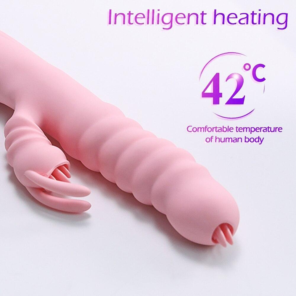 Licking Vibrating Rabbit Vibrator Telescopic Vibrator Swing Heating Fidget Pink Adult Product Sex Toys For Woman Masturbator