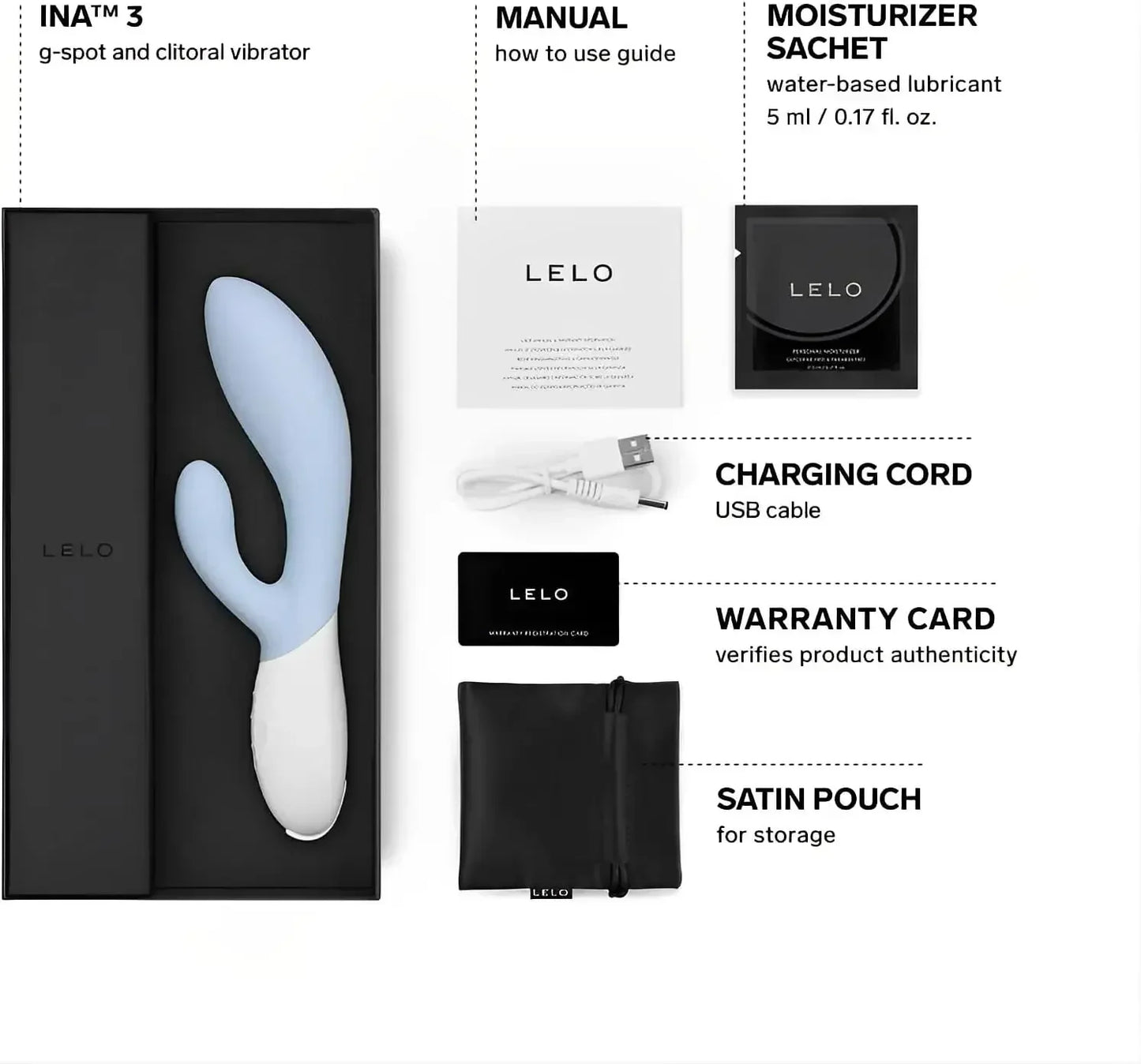 LELO INA 3 G Spot Rabbit Vibrator Clitoral Rabbit Vibrador for Women Rabbit Sex Toy for Women with 10 Vibrating Modes.Adult Toys