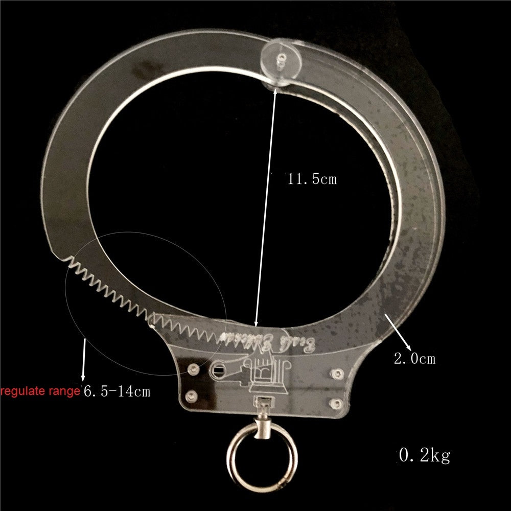 Latest Clear Crystal Adjustable Restraint Necklet Collar with Metal Ring Restraint Adult Bondage Bdsm Sex Toy for Male Female