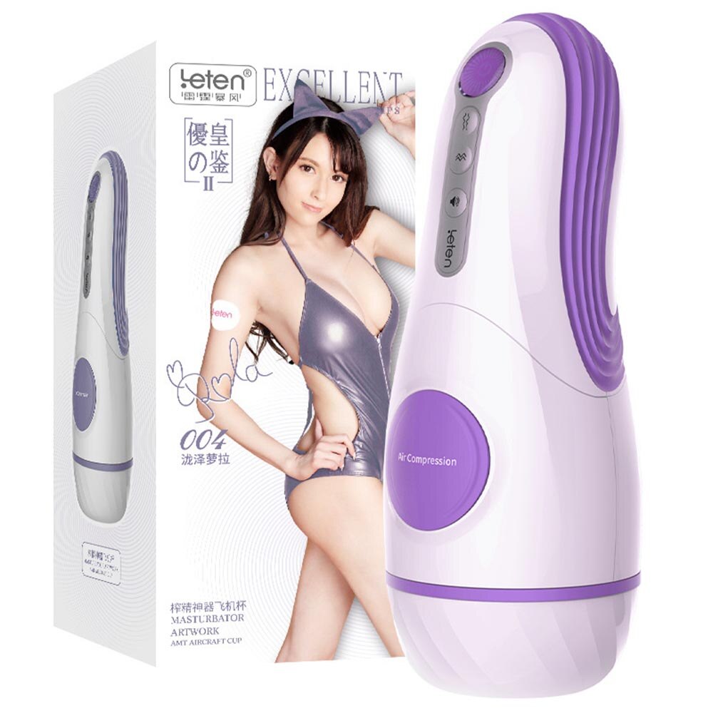 LeTen Masturbator Automatic Retractable Heating Cup Deep Throat Blowjob Masturbation Sucking Thrusting Vibrator Sex for Adult