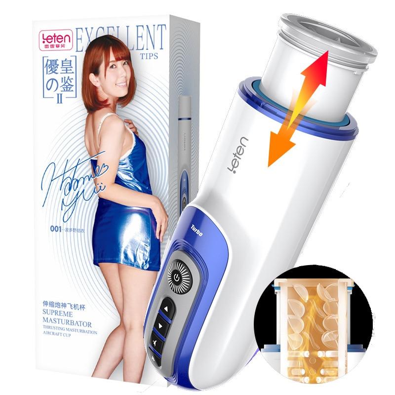 Leten Automatic Piston Retractable Heating Male Masturbator Thrusting Vibrator Realistic Vagina Real Pussy Sex Moaning Machine
