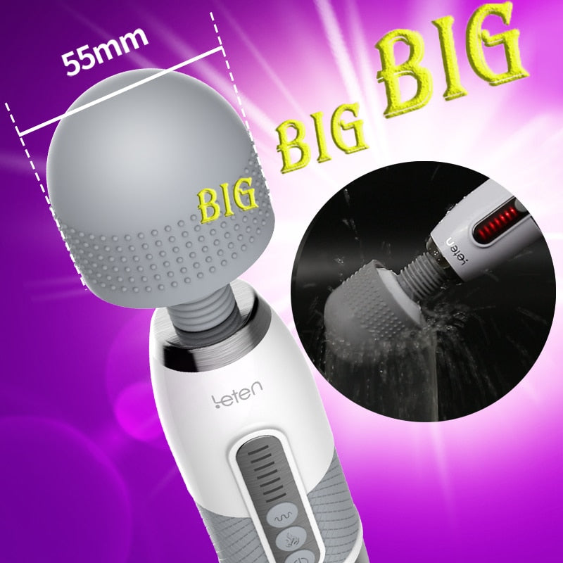Leten Lightning Huge Head Vibrator for Female Masturbation. AV Magic Wand Massager Nipple Clitoris Stimulator Sex Toys for Woman