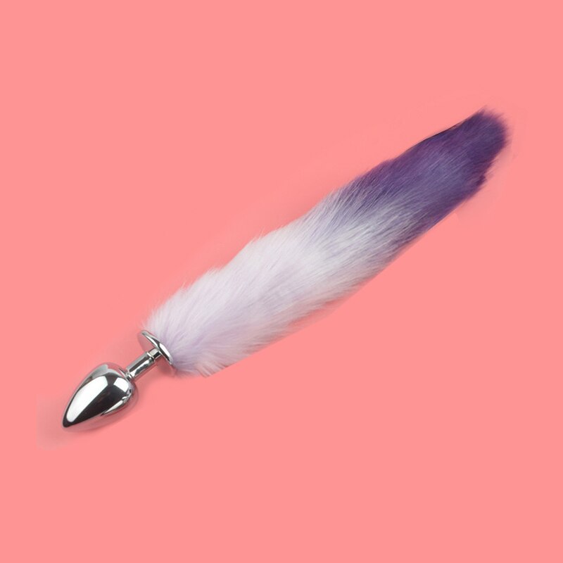 Metal with Gradient Color Fox Analplug Tail Flirting Anal Analplug Dilatation Ass Plug G Point Massage Masturbation Gay Sex Toys
