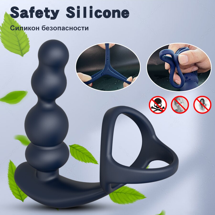 ชาย Prostate Massager Vibrator 360 ° หมุน Anal ปลั๊กอวัยวะเพศชายแหวน Butt Plug Vibrator ไร้สายควบคุมเซ็กซ์ทอยสำหรับชาย Masturbator