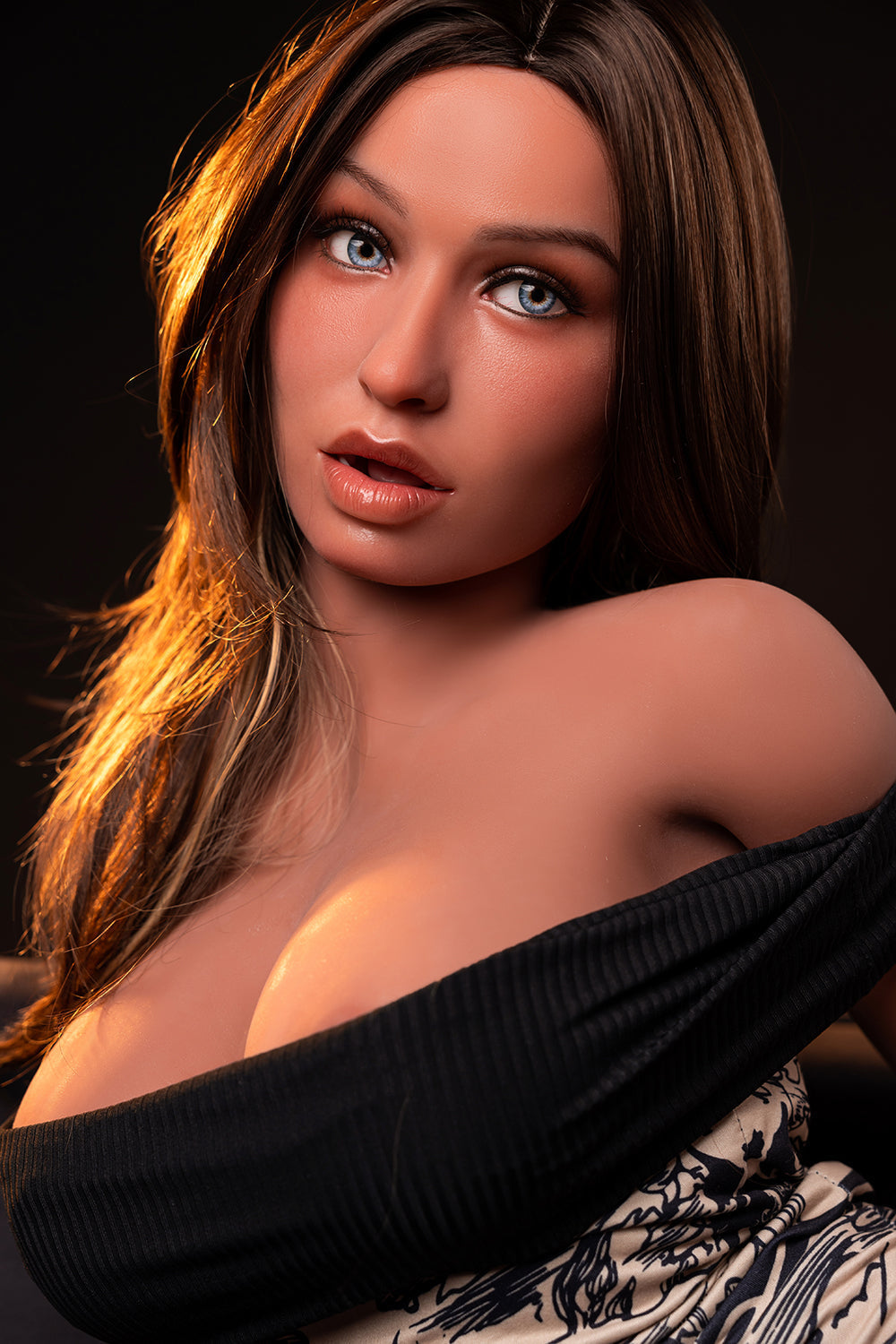 Thailand Stock - Frankie 163cm Blowjob Soft Silicone Head TPE Body Brown Realistic Lesbian Love Sex Doll With Dildo NO.1074