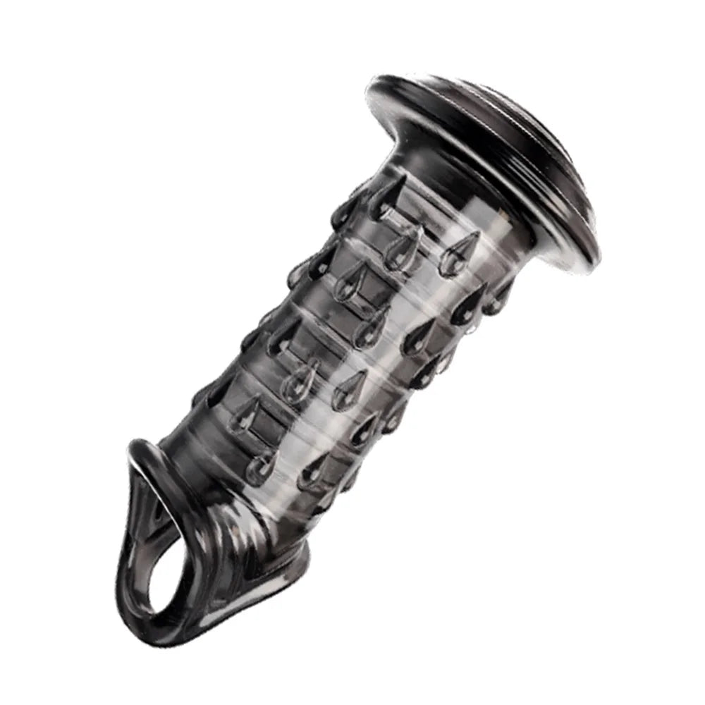 Reusable Penis Extender Cock Rings Delay Ejaculation Penis Condoms Dick Sleeve Silicone Glans Cover Enlargement Sex Toys For Men