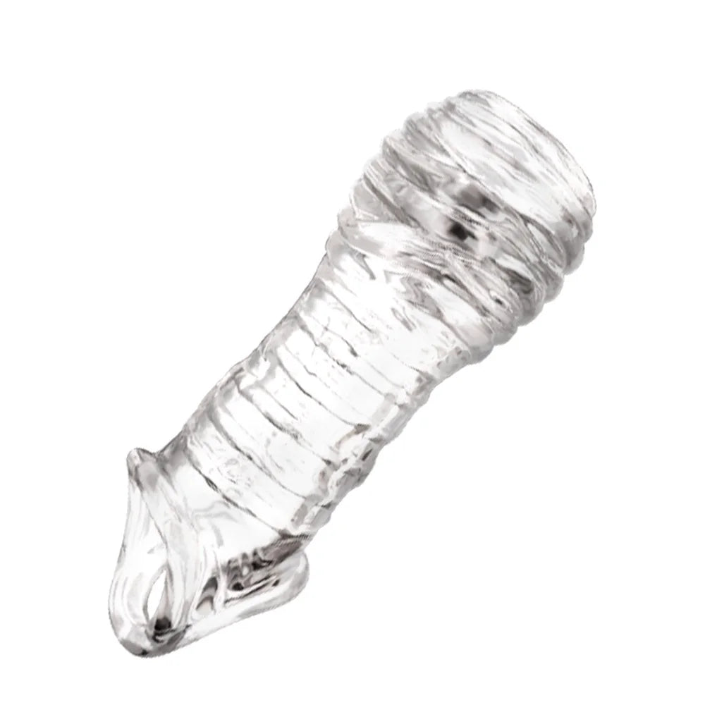 Reusable Penis Extender Cock Rings Delay Ejaculation Penis Condoms Dick Sleeve Silicone Glans Cover Enlargement Sex Toys For Men