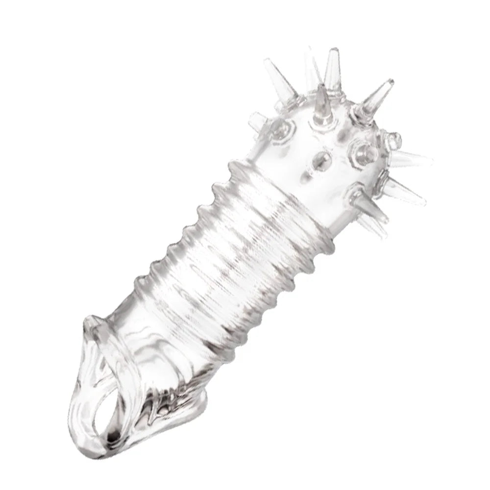 Reusable Penis Extender Cock Rings Delay Ejaculation Penis Condoms Dick Sleeve Silicone Glans Cover Enlargement Sex Toys For Men