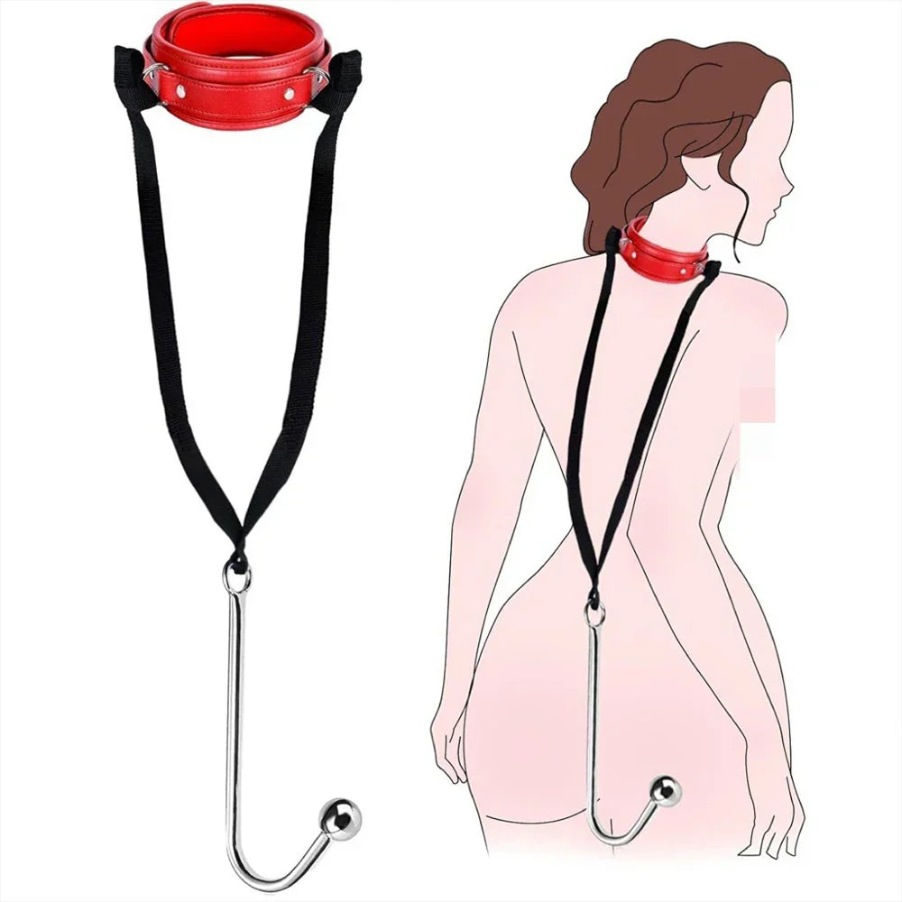 Sex Bondage BDSM Kit Sexy Slave Adjustable Leather Hand Ankle Cuffs Choker Anal Plug for Couple SM Sex Games Tool Cosplay Toys