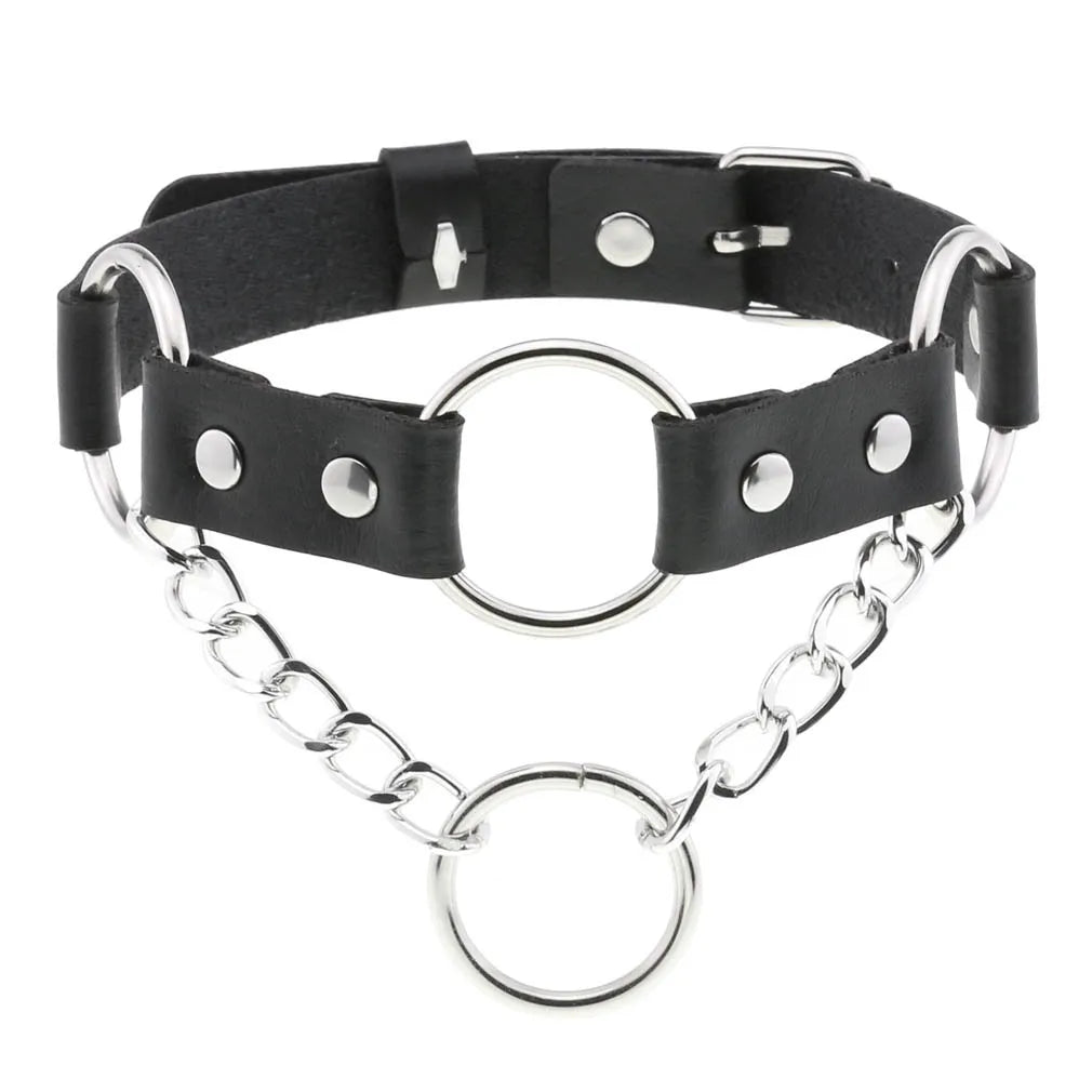 BDSM Different Style Fashion Punk Men Torques Necklace Gothic PU Leather Choker Collar Necklace Women Body Chain