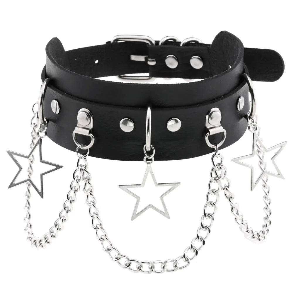 BDSM Different Style Fashion Punk Men Torques Necklace Gothic PU Leather Choker Collar Necklace Women Body Chain