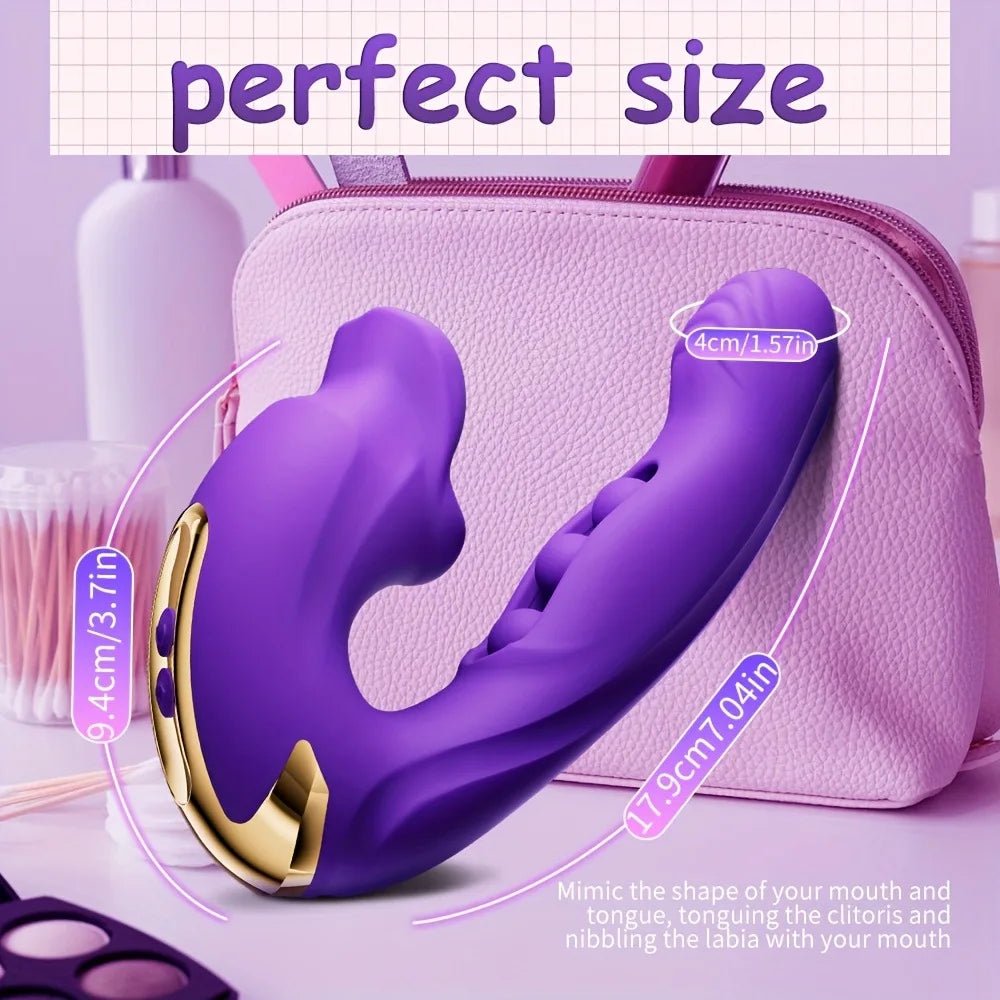 3 in 1 Realistic Lips Clitoris Vibrator for Woman G Spot Sex Toy with 10 Flapping Vibrating and Licking Tongue Modes Masturbator