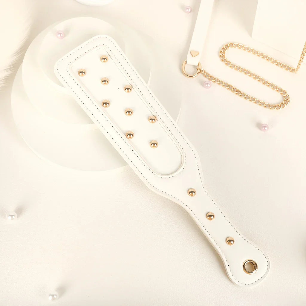 6 PCS BDSM Bondage Set White Maid Role Play Restraints Kit SM Fetish Toys Handcuff Slave Collar Blindfold for Couples Sex Games