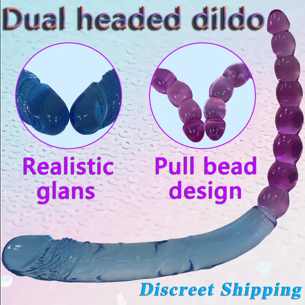 Two sizes of long double-headed dildos. double-sided crystal dildos. for anal and G-spot stimulation. unisex