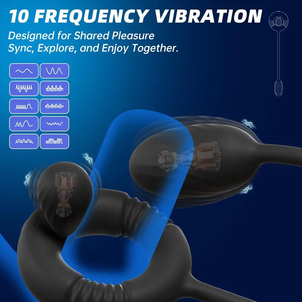 Cock Ring with Prostate Massager Anal Vibrator Silicone Pleasure Penis Ring Anal Butt Plug for Men Couples Adult Sex Toys
