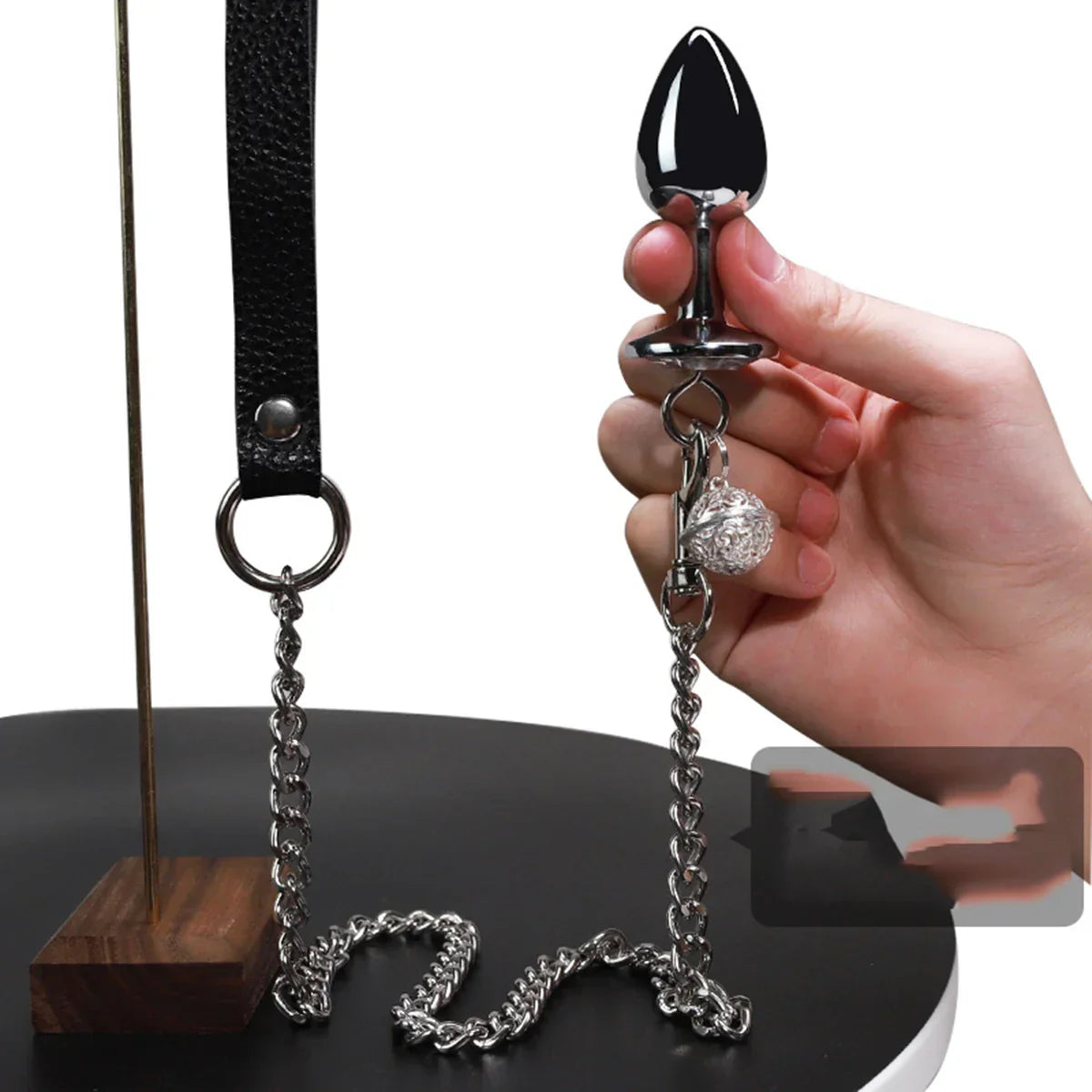 BDSM Bondage Gear Collar Leash Butt Plug Set SM Slave Butt Plug with Ring Bell Chain Slave Leashes Adult Couple Porn Games Kits