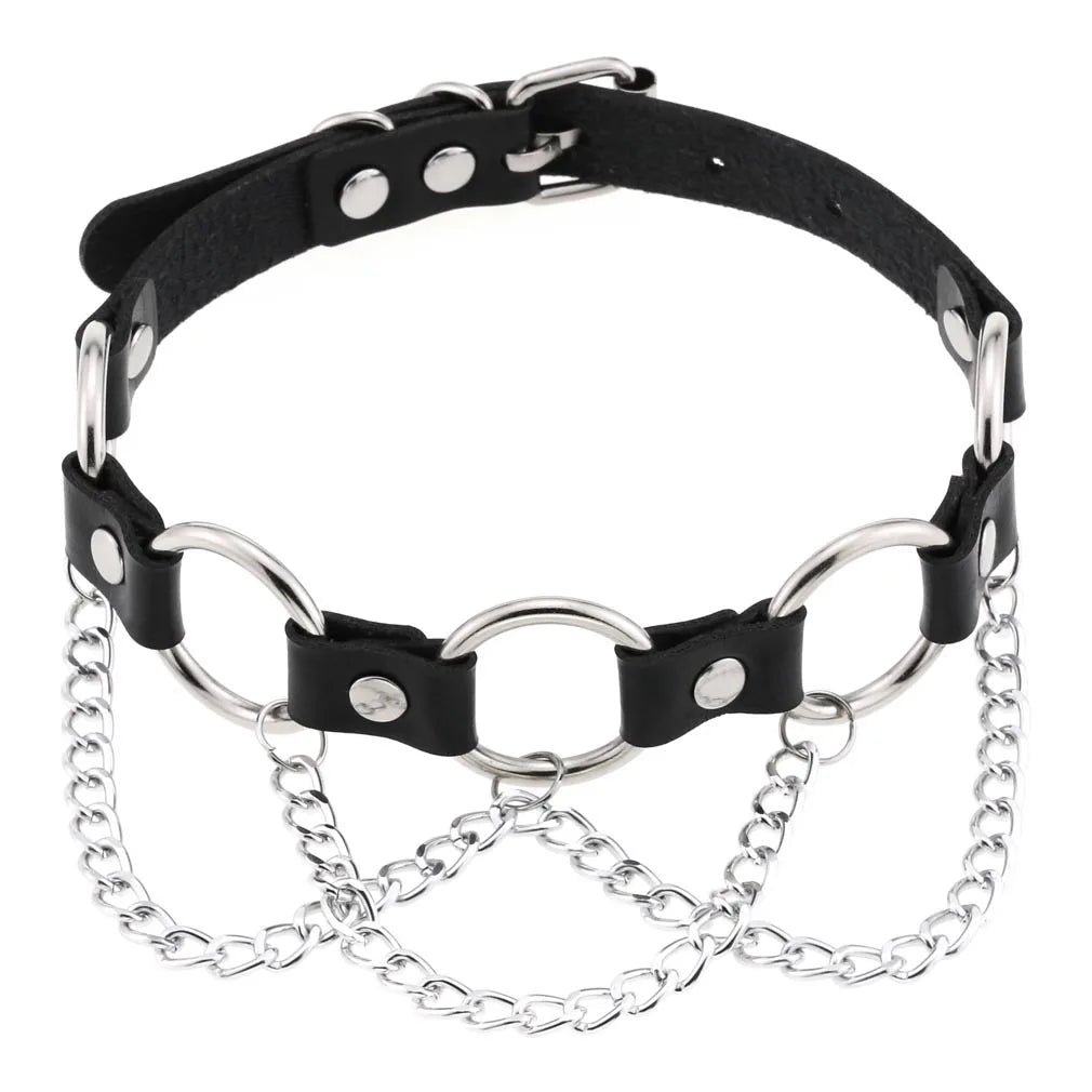 BDSM Different Style Fashion Punk Men Torques Necklace Gothic PU Leather Choker Collar Necklace Women Body Chain