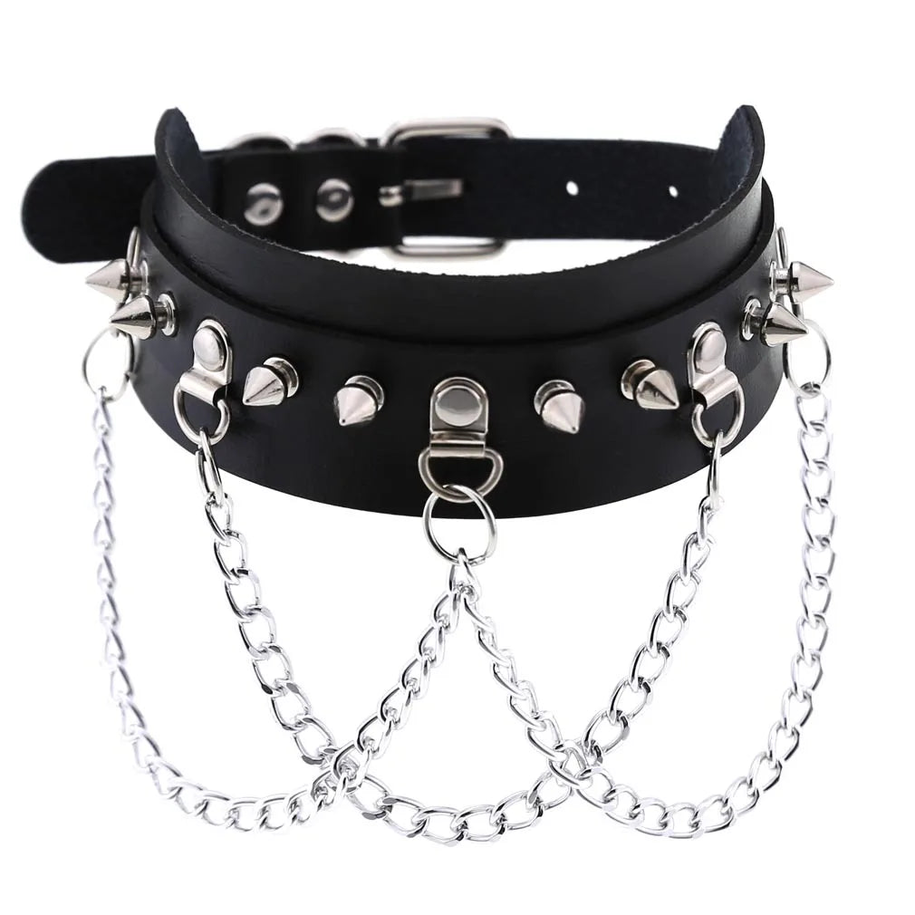 BDSM Different Style Fashion Punk Men Torques Necklace Gothic PU Leather Choker Collar Necklace Women Body Chain